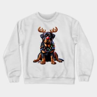 Christmas Red Nose Rottweiler Dog Crewneck Sweatshirt